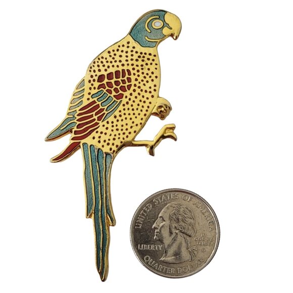 MMA Metropolitan Museum of Art Parrot Macaw Bird Brooch, Signed E698 - Picture 7 of 8